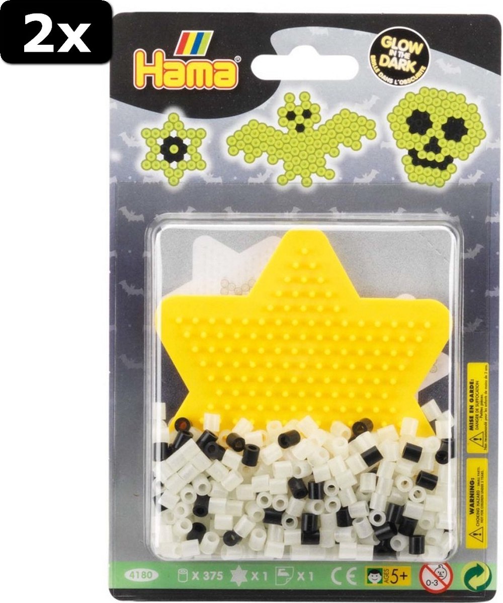 2x Hama Strijkkralen Glow In The Dark Set 375 Stuks