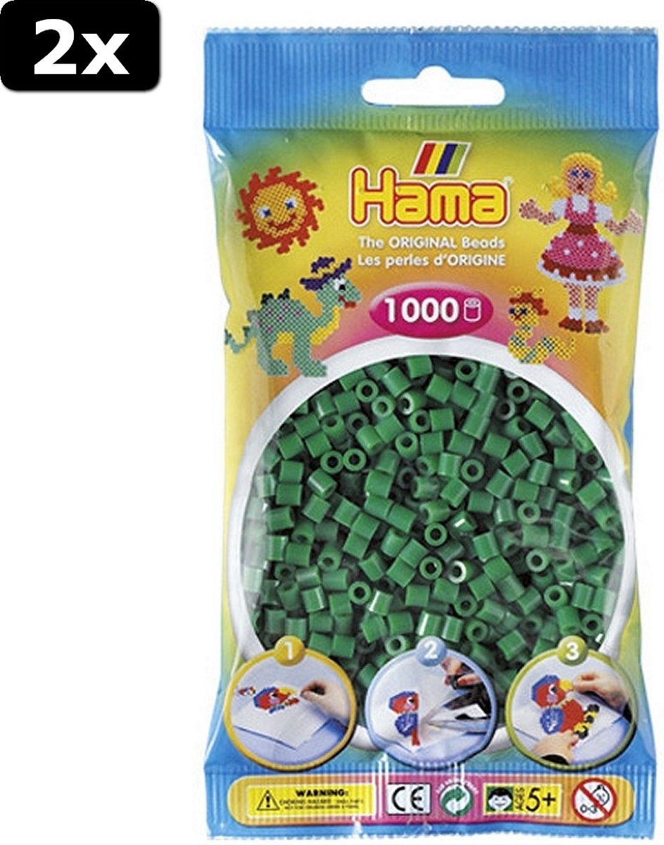 2x Hama Strijkkralen Groen 1000 Stuks