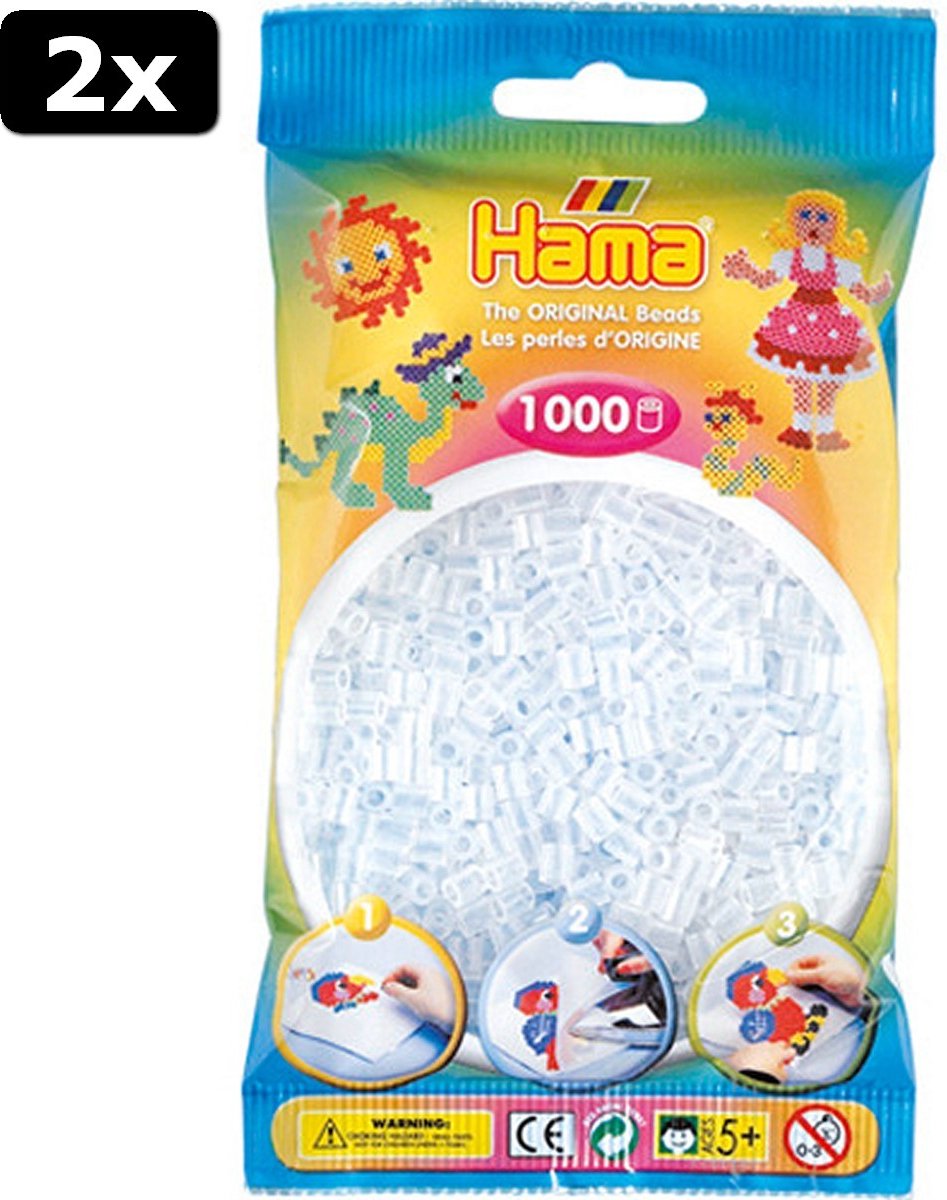 2x Hama Strijkkralen Hama 1000 Stuks Doorzichtig