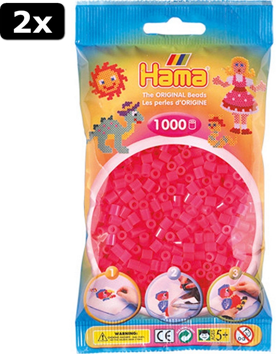 2x Hama Strijkkralen Hama 1000 Stuks Fuchsia