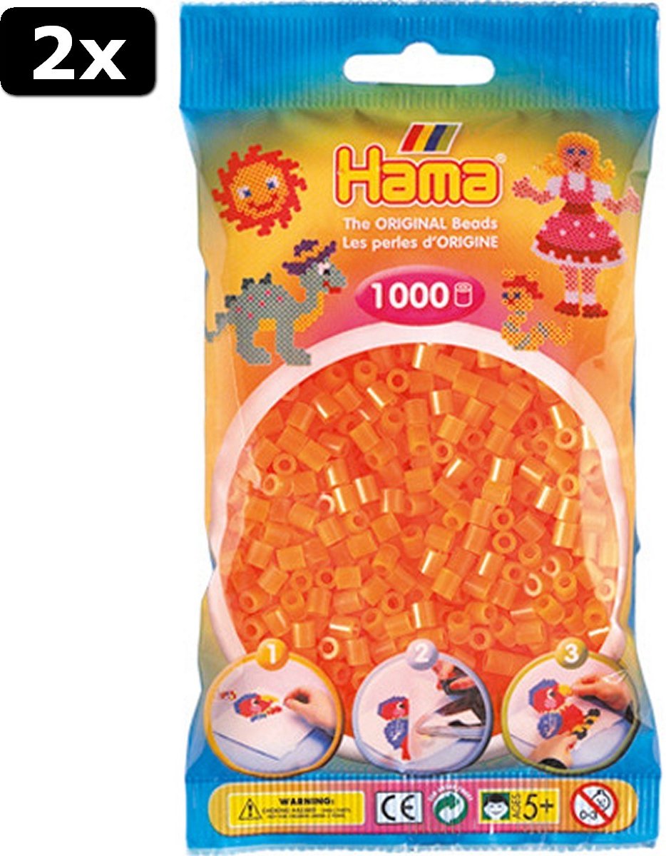 2x Hama Strijkkralen Hama 1000 Stuks Oranje Neon