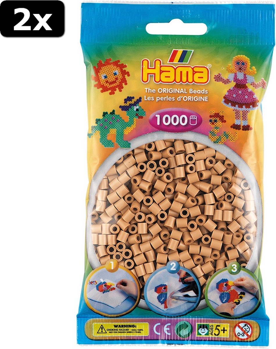 2x Hama Strijkkralen Licht Bruin 1000 Stuks