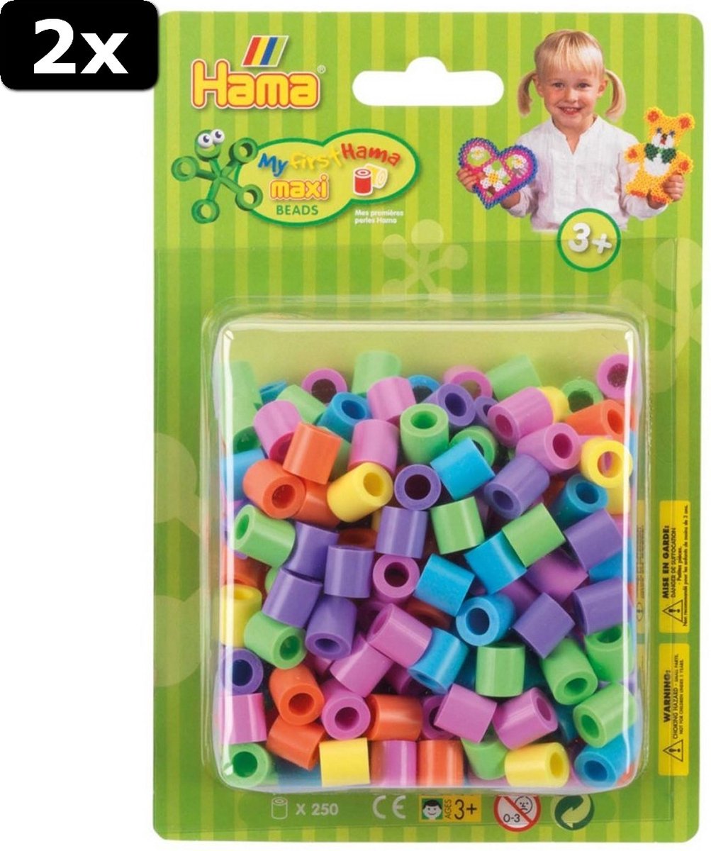 2x Hama Strijkkralen Maxi 250 Stuks Pastel