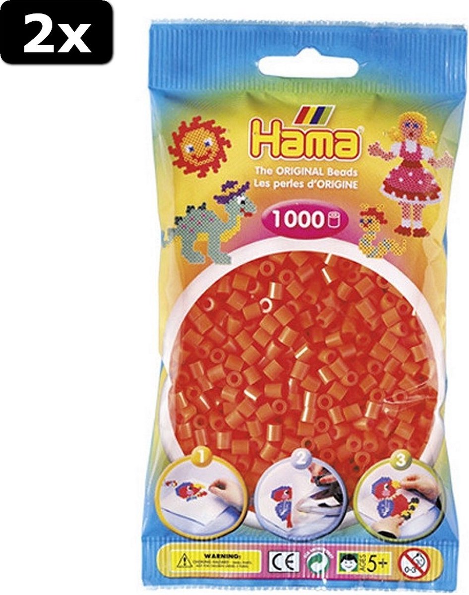 2x Hama Strijkkralen Oranje 1000 Stuks