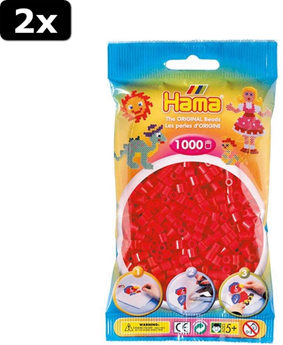 2x Hama Strijkkralen Rood 1000 Stuks