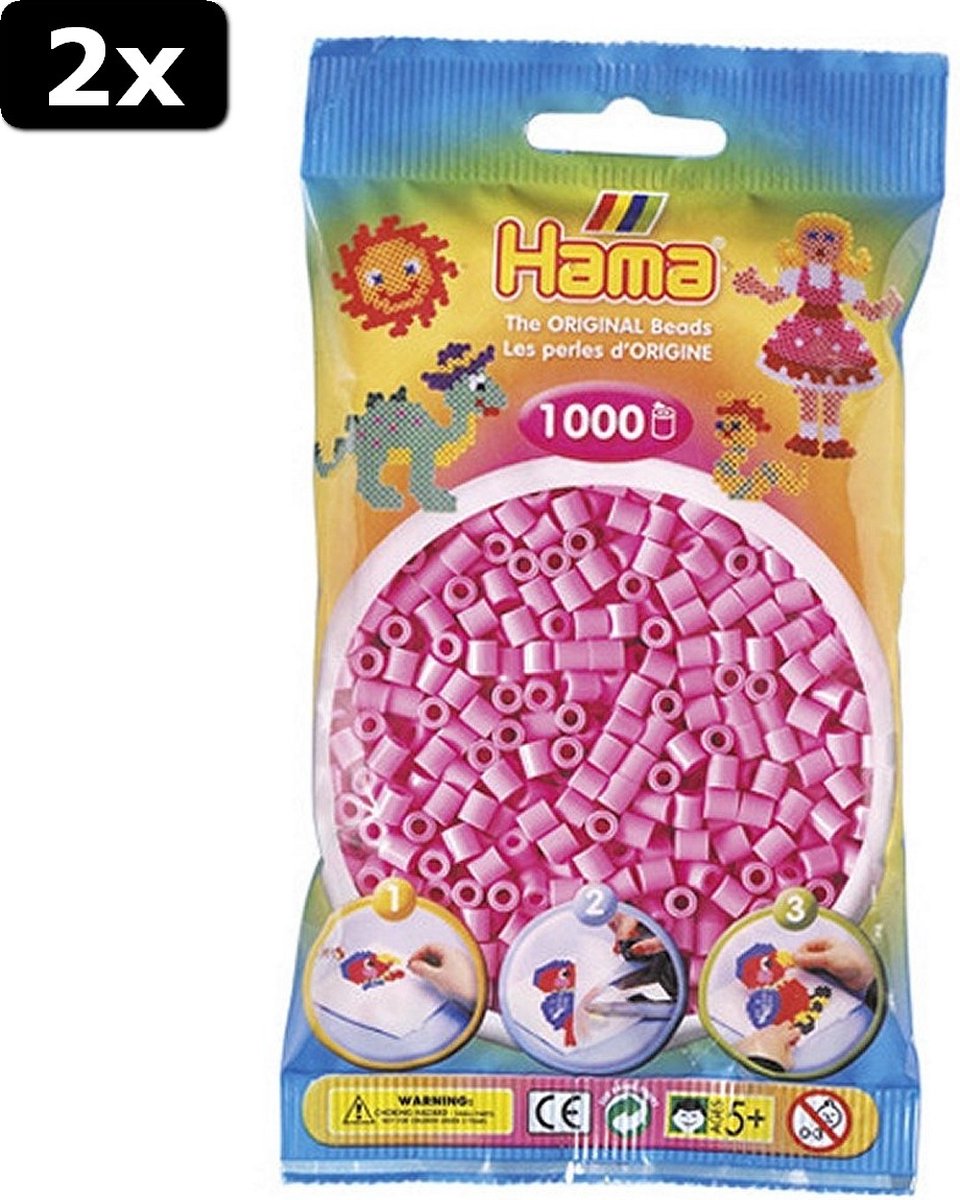 2x Hama Strijkkralen Roze 1000 Stuks