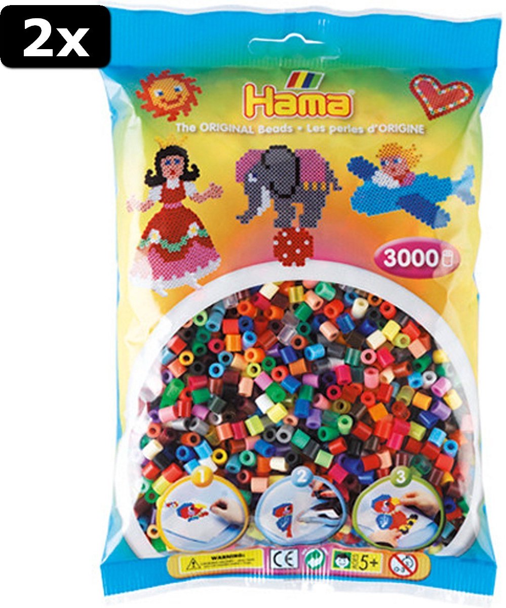 2x Hama Strijkkralen Totale Mix 3000 Stuks