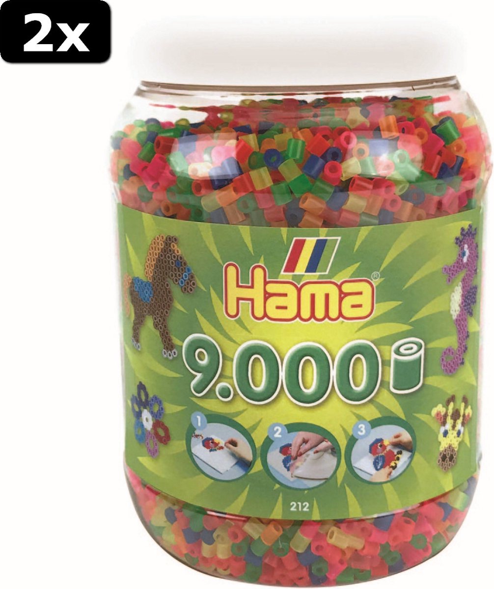 2x Hama Strijkkralen in Pot 9000 Stuks Neon