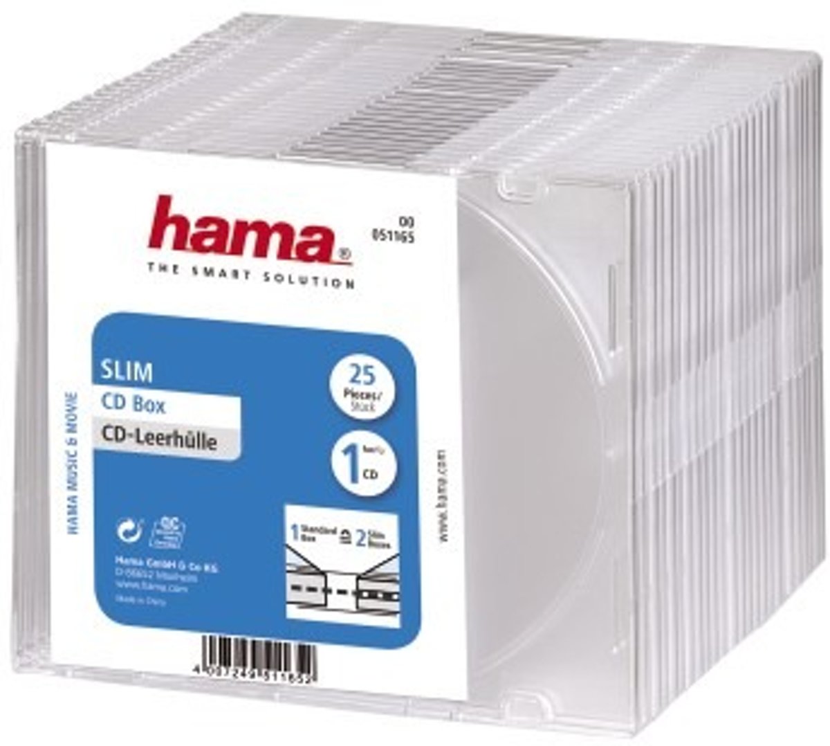 Hama - Hama CD Slim Box Transparant 25Pak - Altijd Garantie