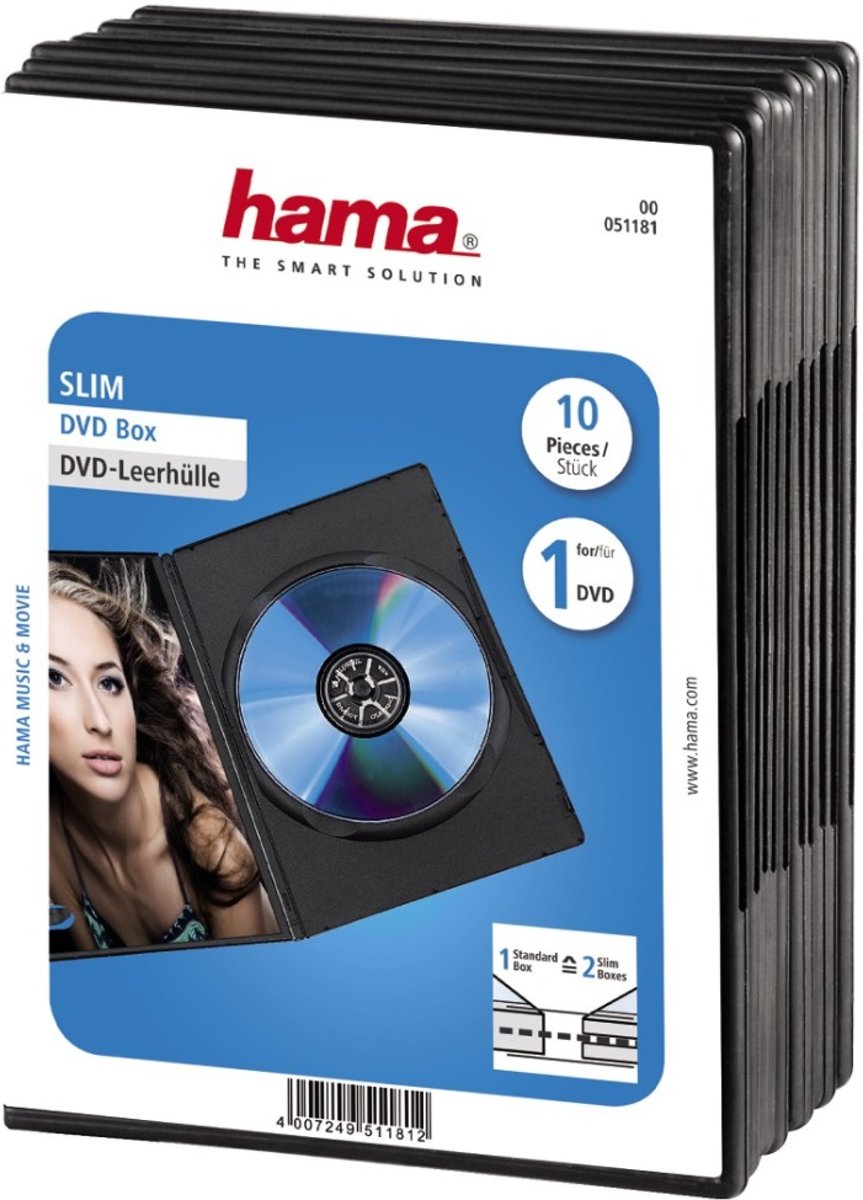 Hama - Hama DVD Slim Box 10-pack Zwart - Altijd Garantie