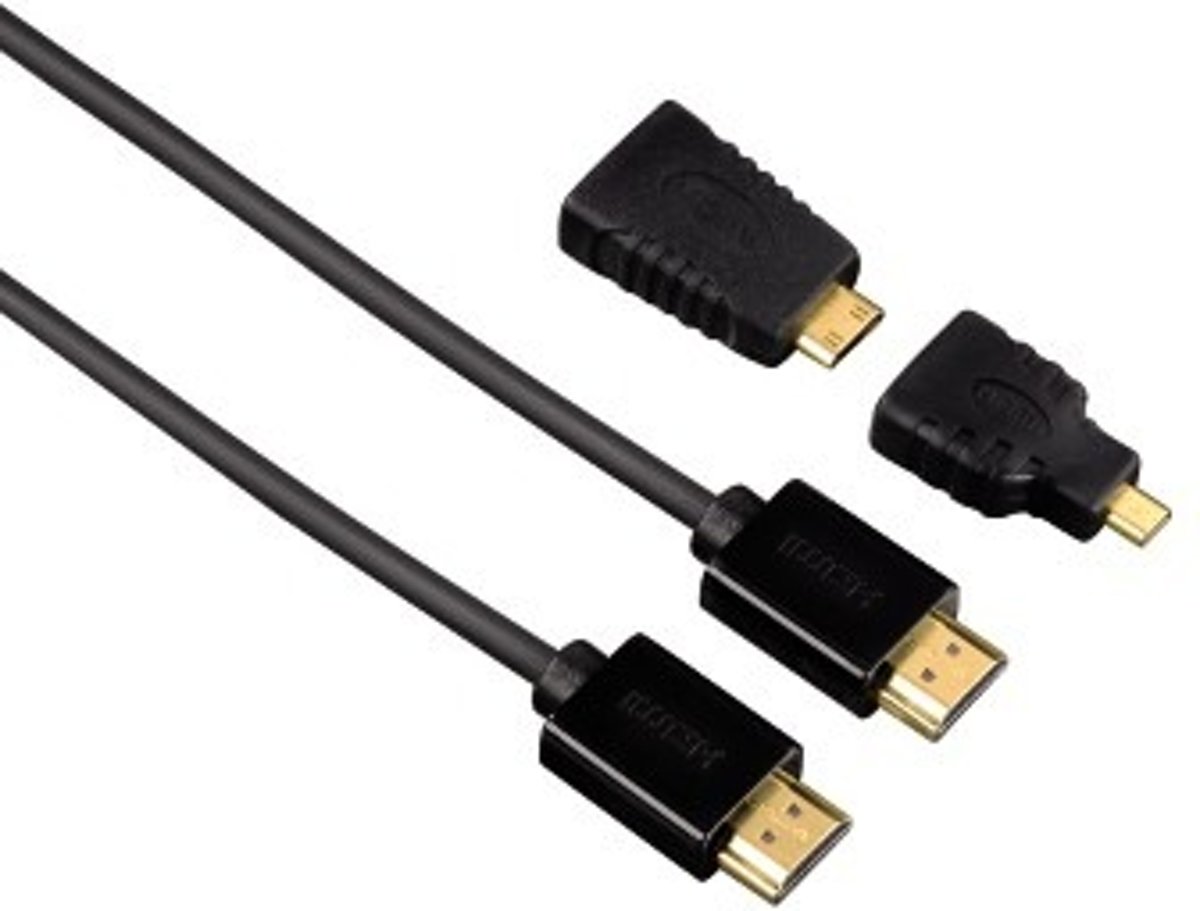 Hama - Hama HDMI Kabel 1.5 Mtr + 2 Adapters - Altijd Garantie