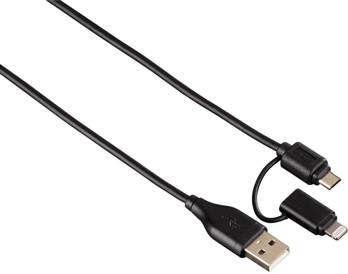 Hama 00054566 mobiele telefoonkabel USB A micro USB, Lightning Zwart 1,20 m