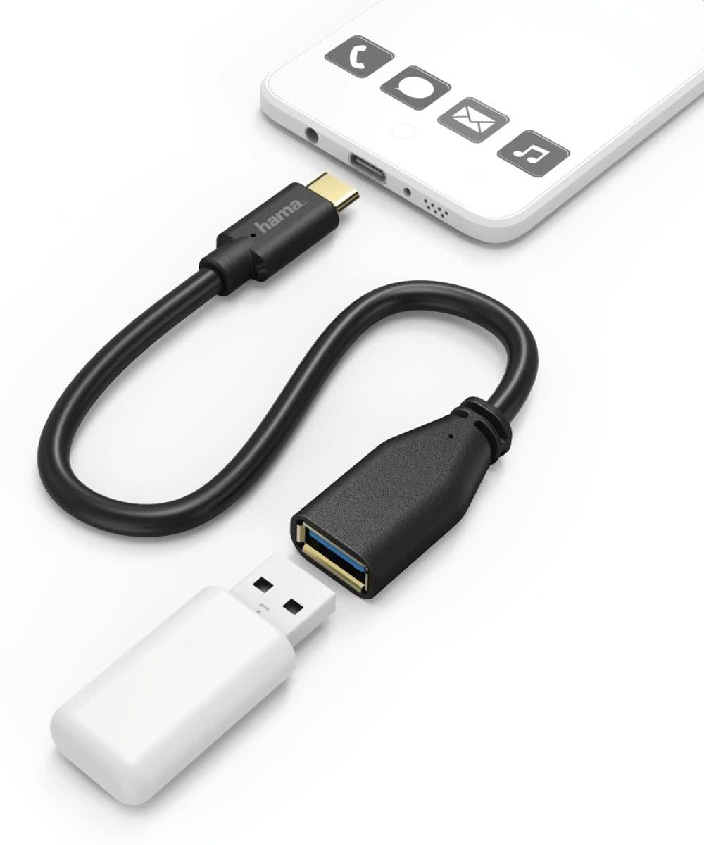 Hama 00178258 0.15m USB C USB A Mannelijk Vrouwelijk Zwart USB-kabel