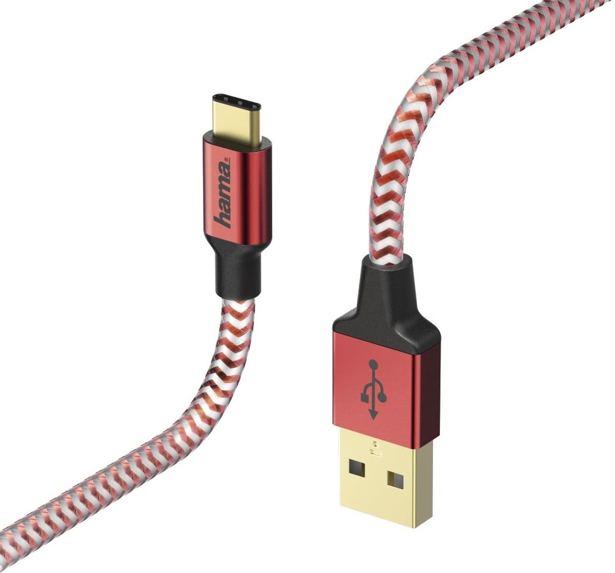 Hama 00178296 1.5m USB A USB C Mannelijk Mannelijk Rood USB-kabel