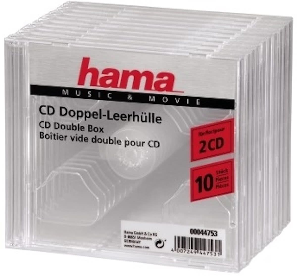 Hama 044753 CD Dubbel Box Transparant - 10 Stuks / Zwart