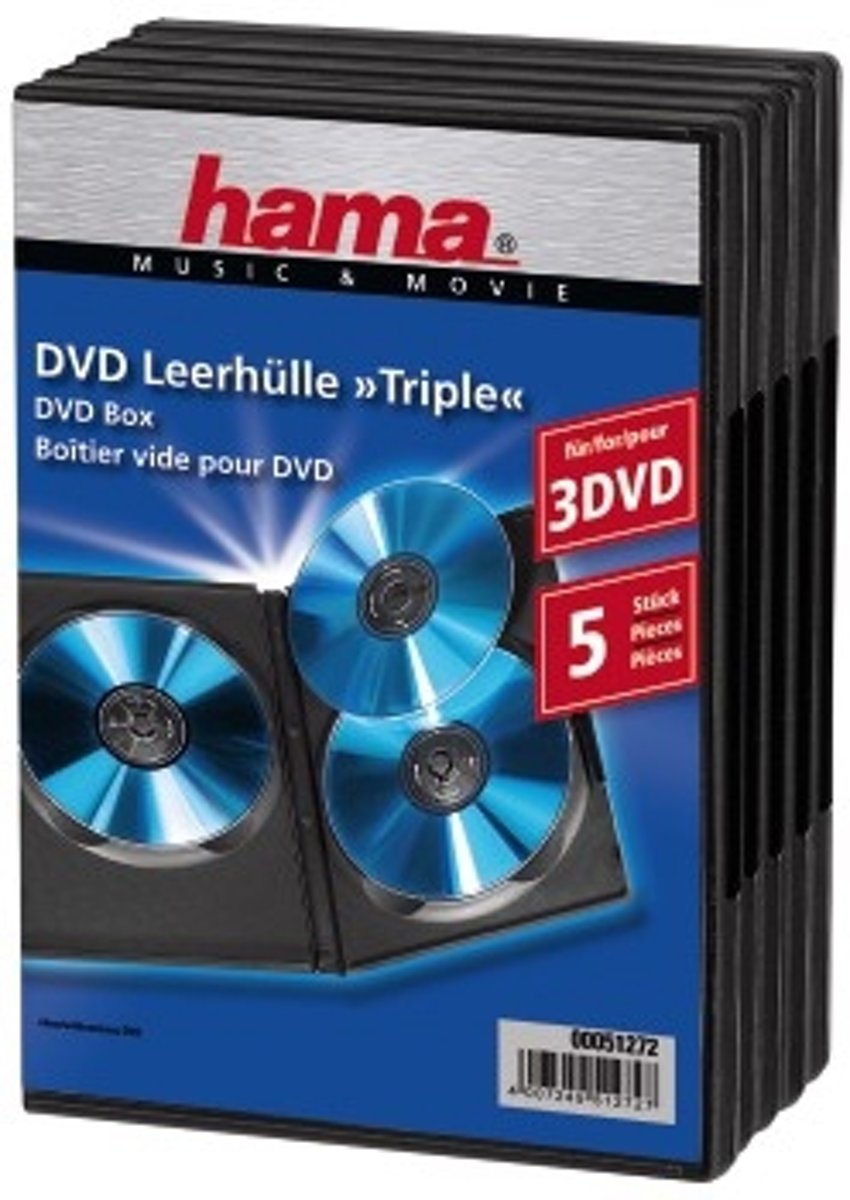 Hama 04751272 DVD 3 Box - 5 stuks / Zwart