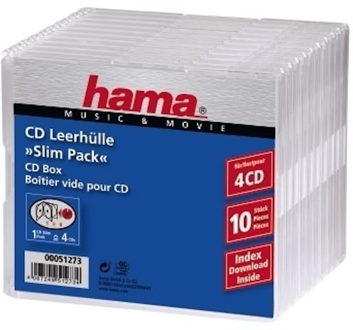 Hama 04751273 CD Slim Box - 4 x 10 pak / Transparant