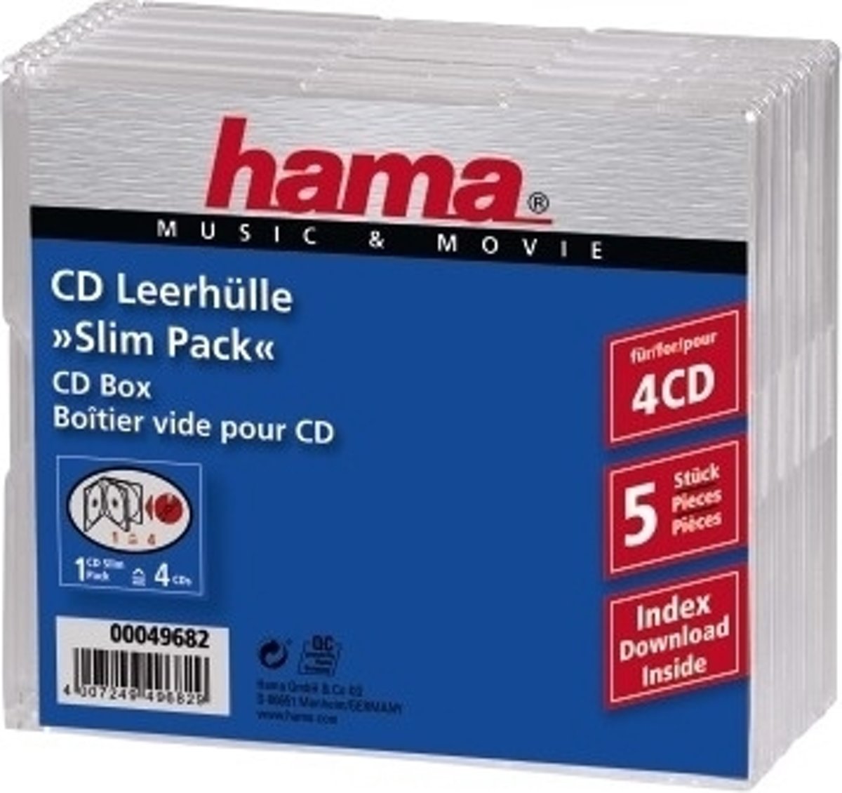 Hama 049682 CD Slim 4 Box - 5 stuks