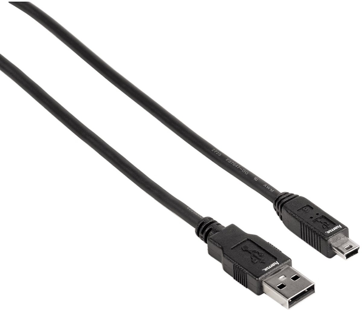 Hama 39074201 USB-kabel 1,8 m Mini-USB B USB A Zwart