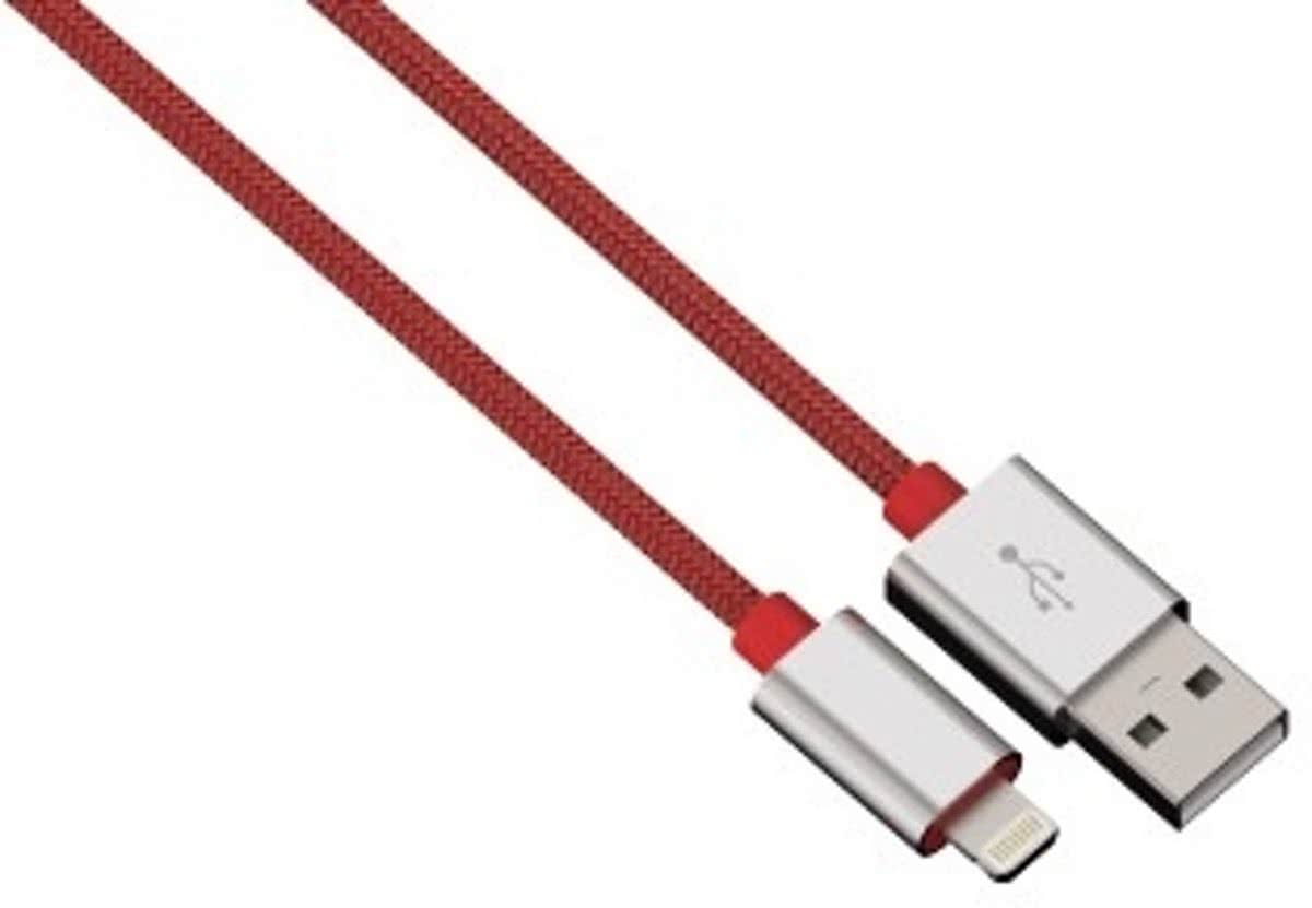 Hama Alunylon  Synchrokabel Lightning-Usb 1M Rood