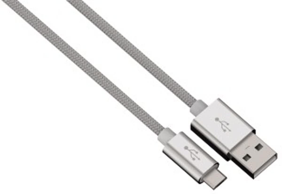 Hama Alunylon synchrokabel micro-USB-USB 1m zilver