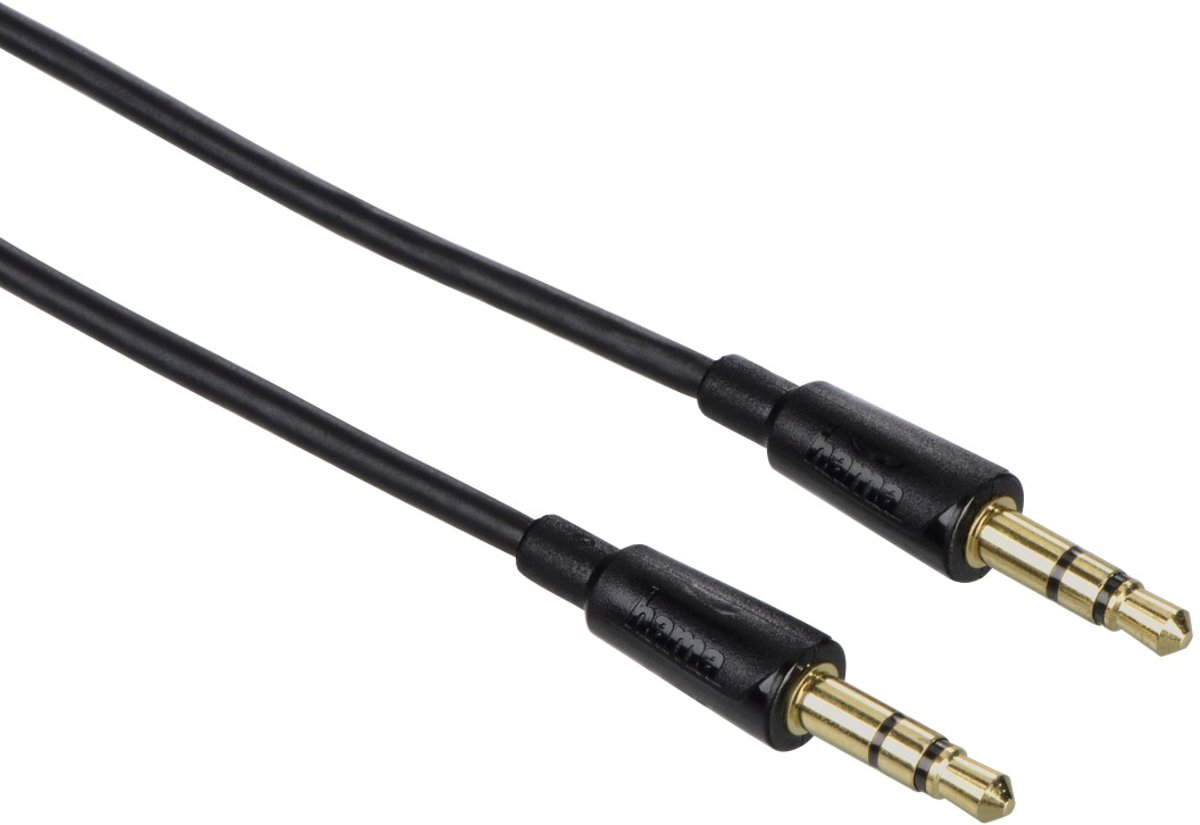 Hama Audiokabel, 3,5-mm-jack stekker-stekker, stereo, 0,5 m, zwart