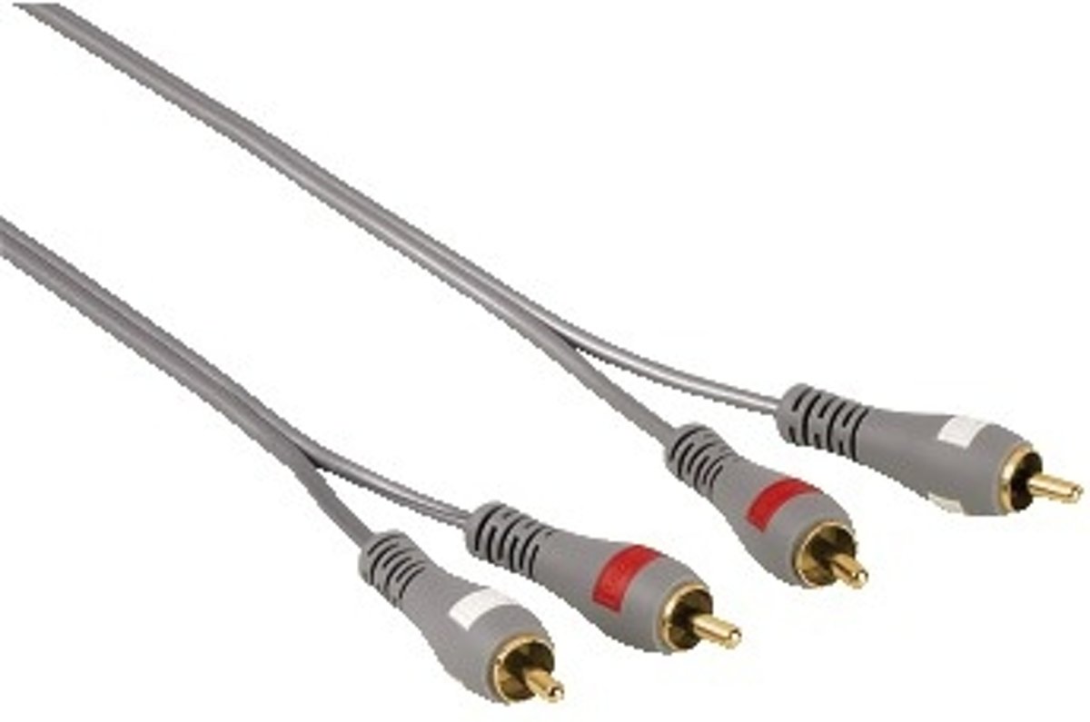 Hama Connecting Cable 2 RCA Plugs - 2 RCA Sockets, 1.5 m audio kabel 1,5 m 2 x RCA Zilver