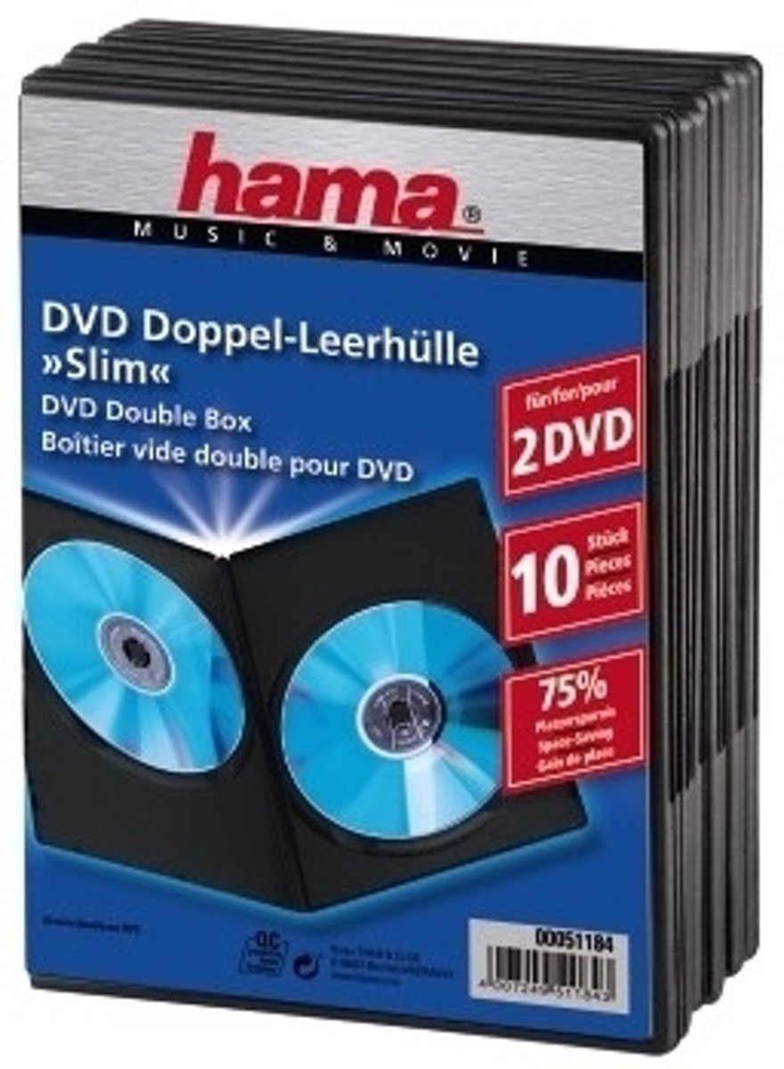 Hama Dvd Dubbelhoes Slim - 10 stuks / Zwart