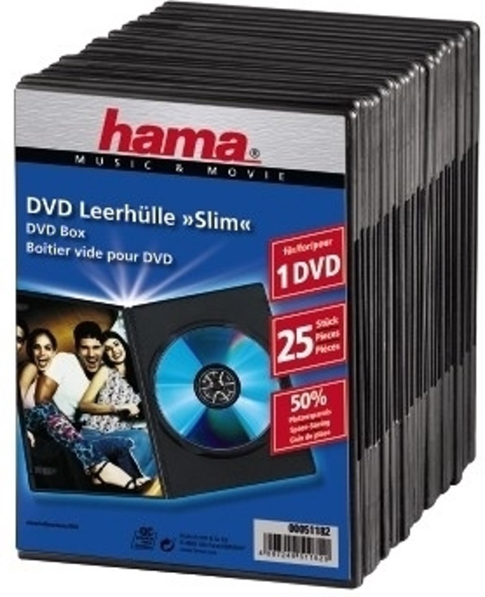 Hama Dvd Slimline Zwart 25 stuks