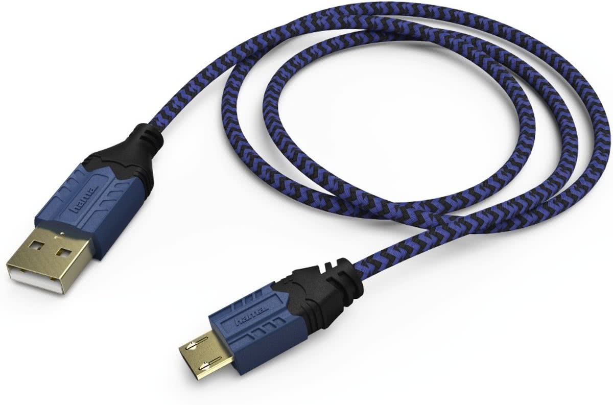 Hama High Quality 2.5m USB A Micro-USB A Mannelijk Mannelijk Zwart, Blauw USB-kabel