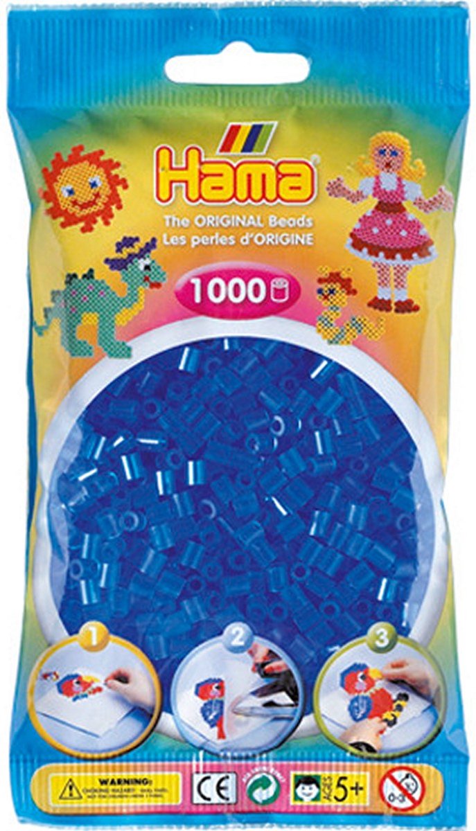 Hama Strijkkralen 1000 Stuks Blauw Doorzichtig