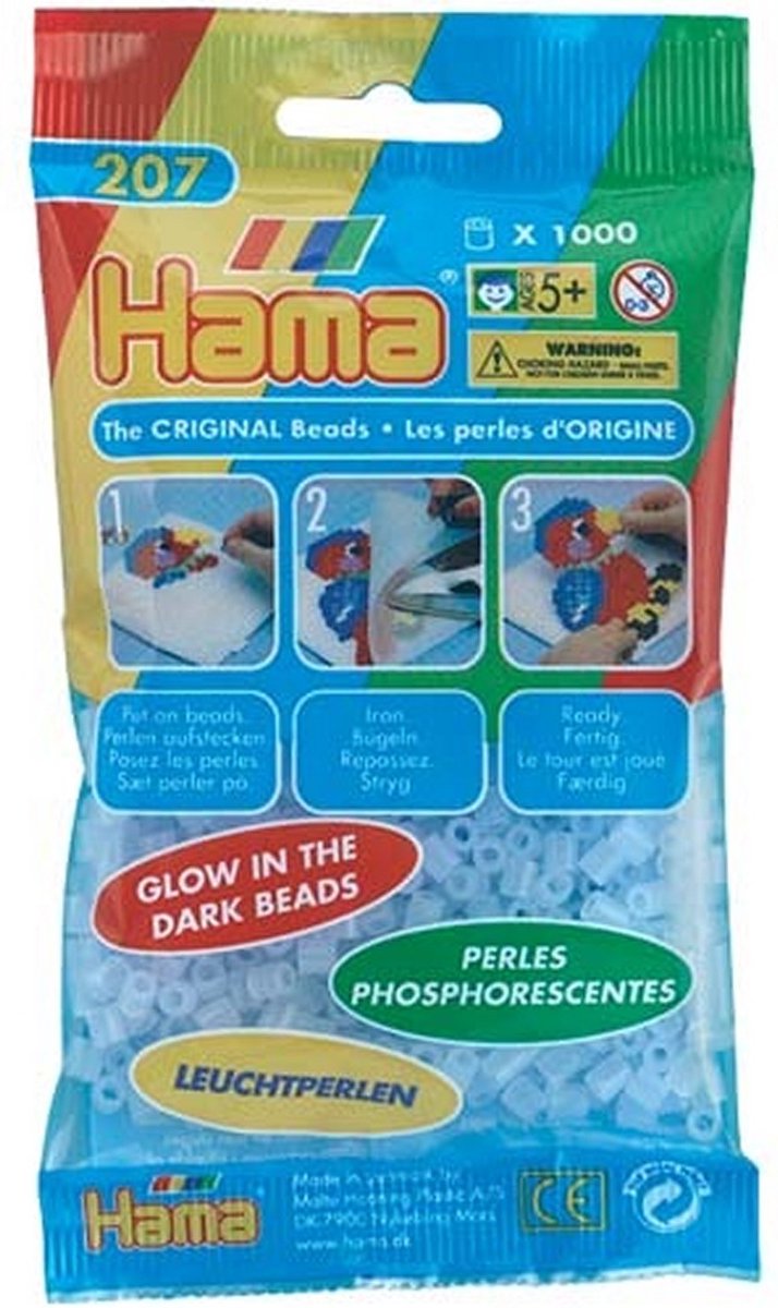 Hama Strijkkralen 1000 Stuks Blauw Glow