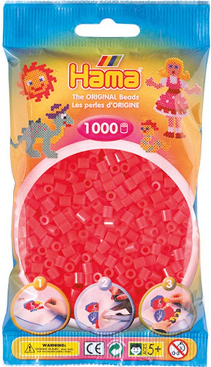 Hama Strijkkralen 1000 Stuks Rood Neon