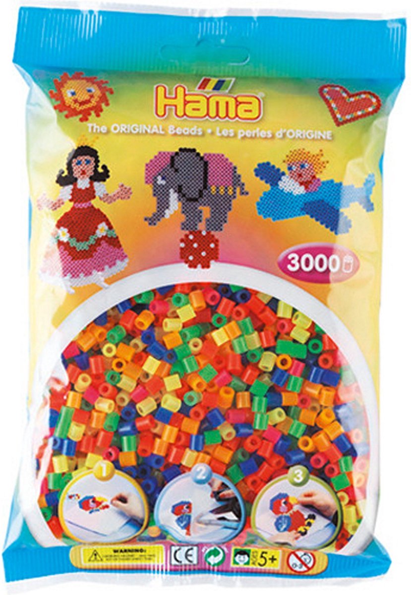 Hama Strijkkralen 3000 Stuks Neon