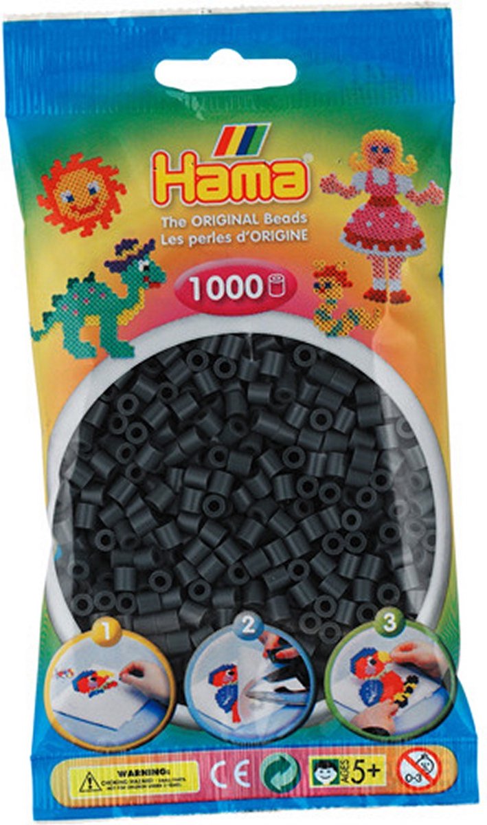 Hama Strijkkralen Donkergrijs 1000