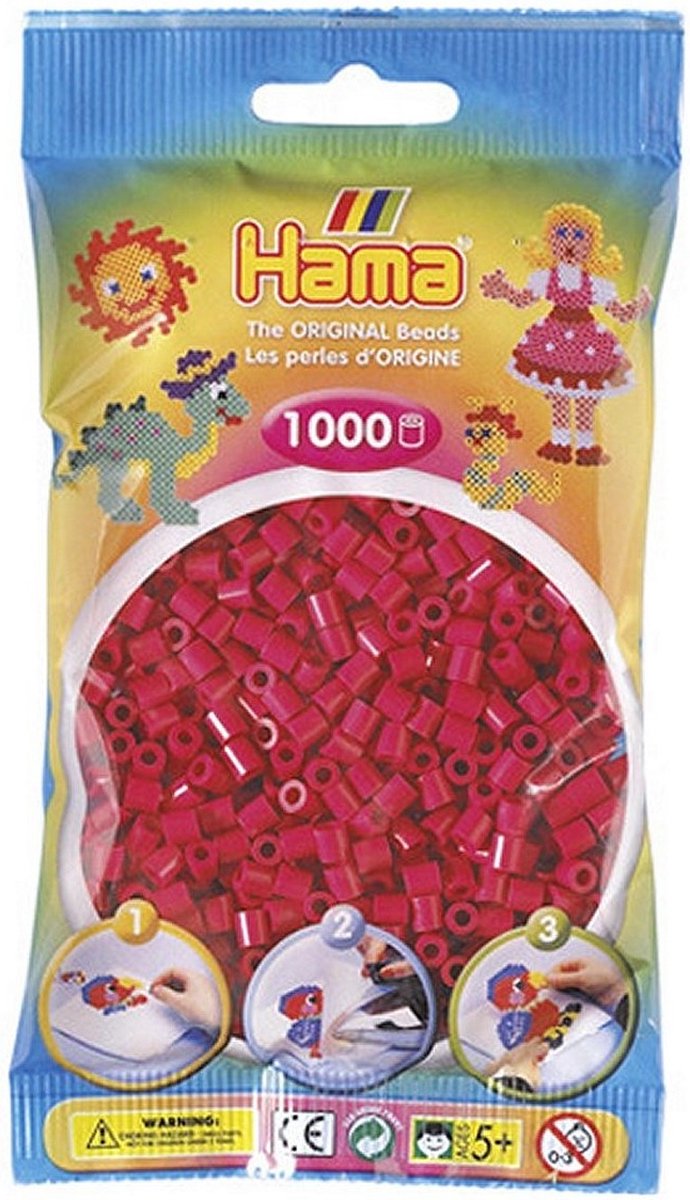 Hama Strijkkralen Donkerroze 1000 Stuks