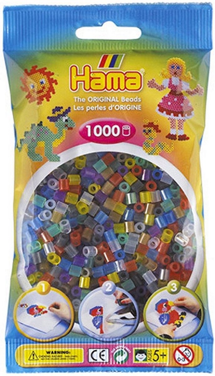 Hama Strijkkralen Doorzichtige Kleuren Mix 1000 Stuks