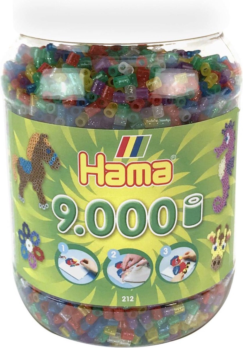 Hama Strijkkralen Glitter in Pot 9000 Stuks