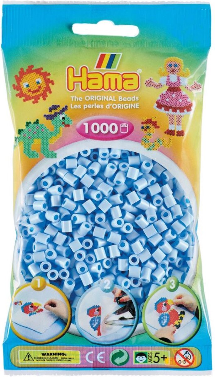 Hama Strijkkralen IJsblauw Pastel 1000 Stuks