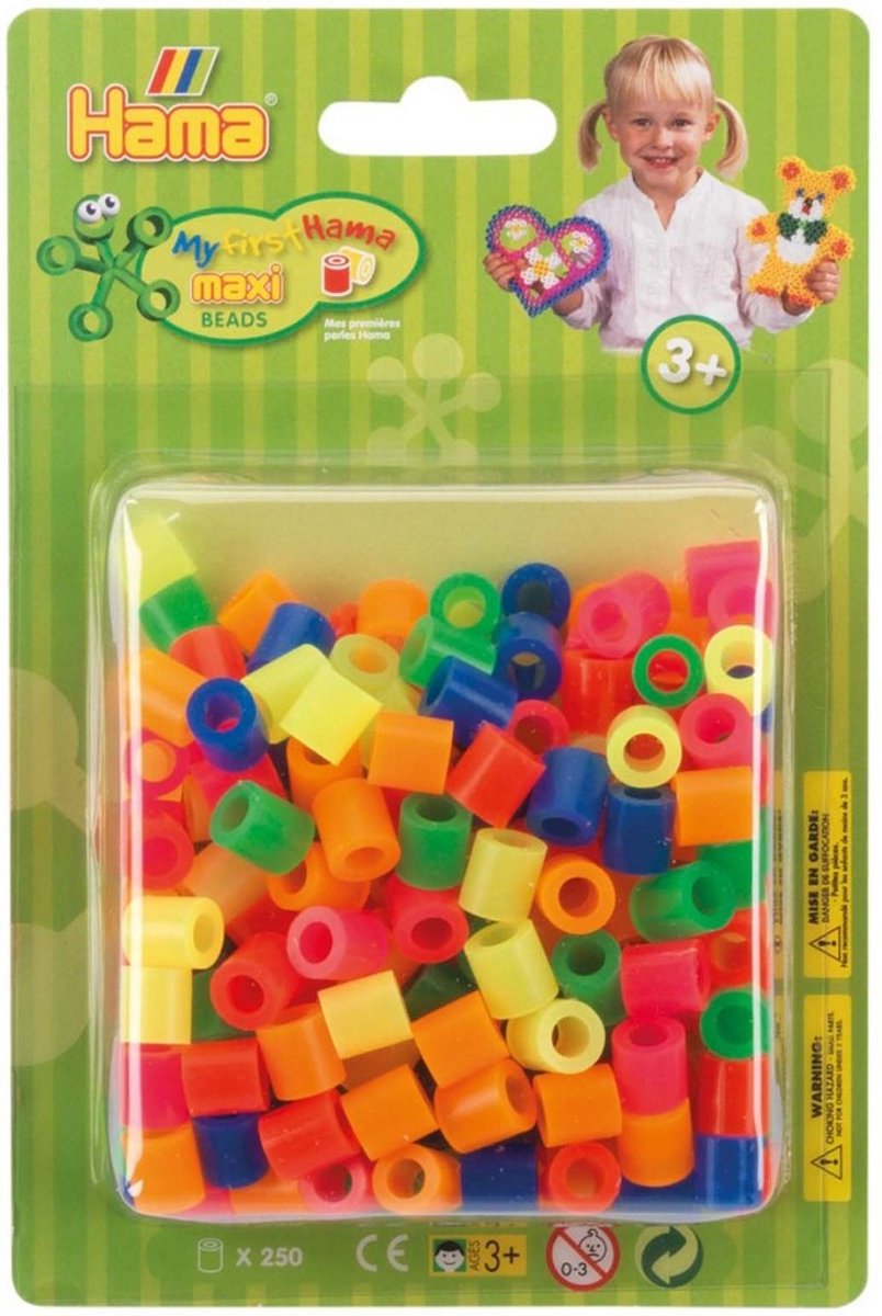 Hama Strijkkralen Maxi 250 Stuks Neon