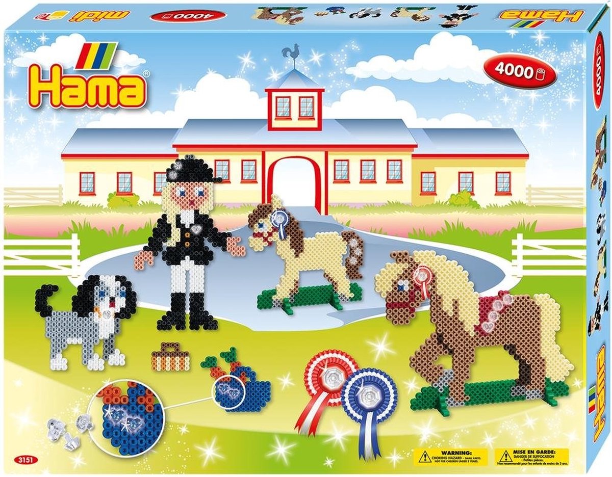 Hama Strijkkralen Paardenrijsschool 4000 Stuks Multicolor/Glitter