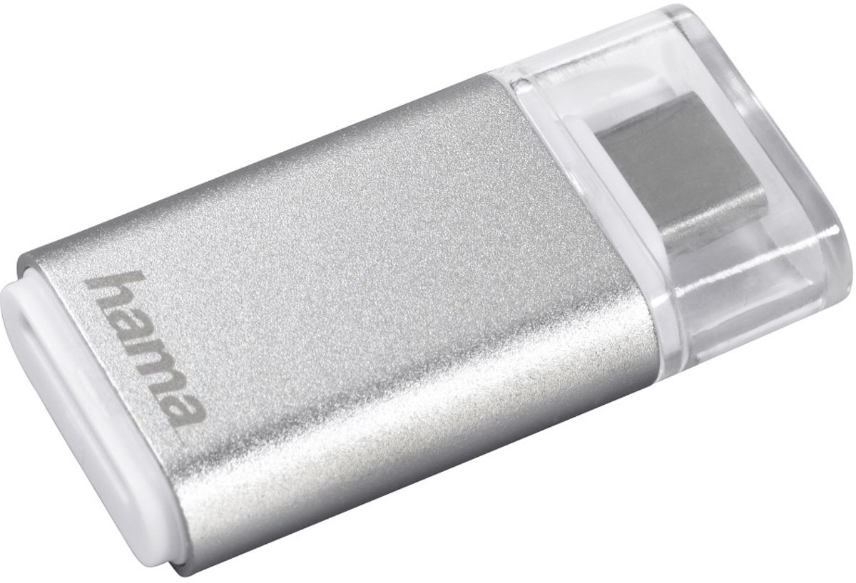 Hama USB 3.1-kaartlezer, microSD, USB 3.1 Type-C, zilver