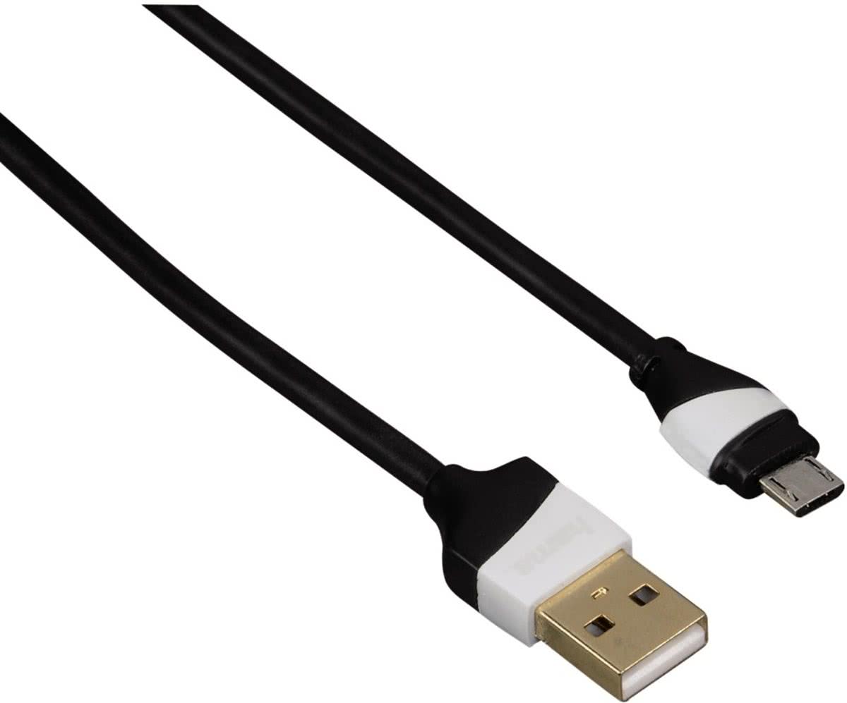 Hama USB Micro B /USB-A, 1.5m 1.5m USB A Micro-USB B Mannelijk Mannelijk Zwart, Wit USB-kabel