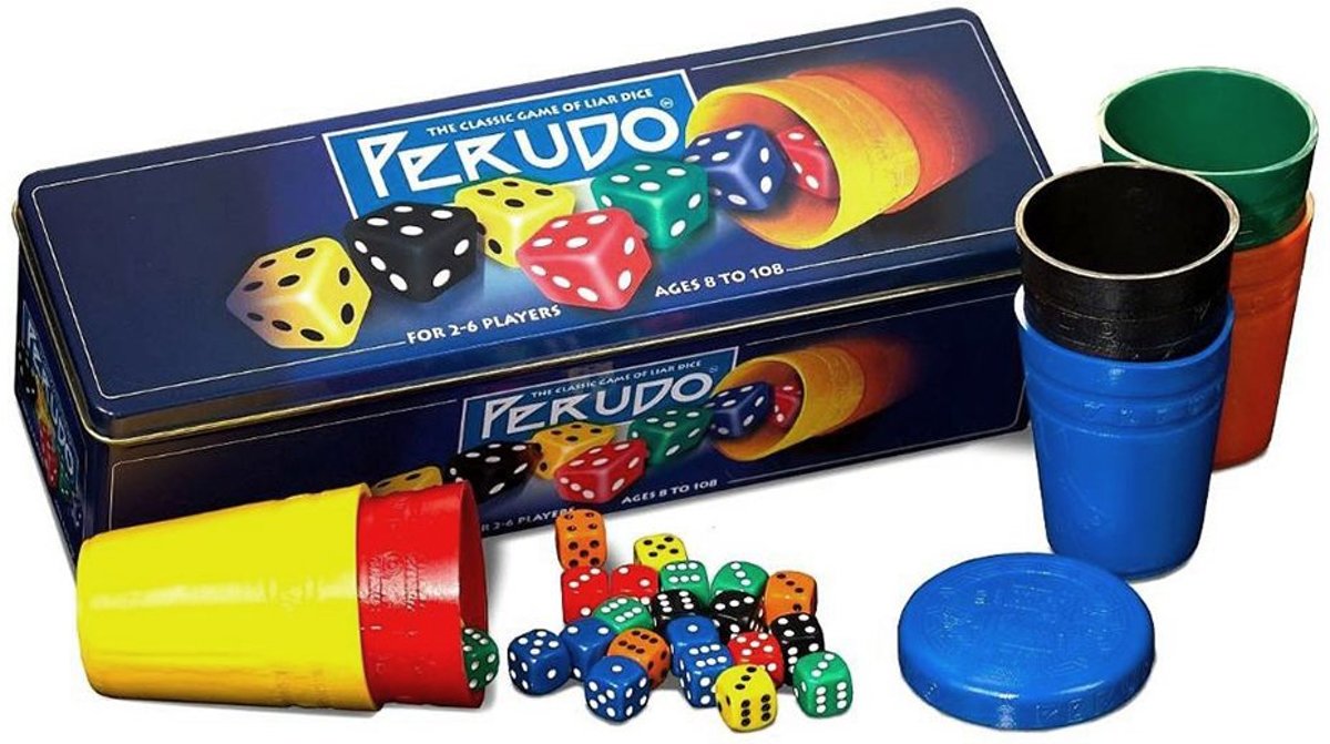 Perudo in tinnen box - Bluf - een leuk dobbelspel voor 2 tot 6 spelers