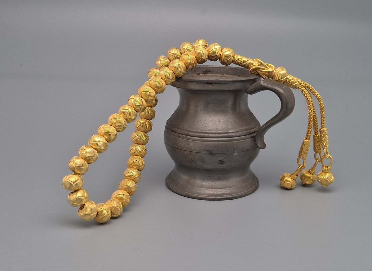   925 sterling zilver Tesbih 33 kralen- goud kleur- Diameter kralen 9 mm