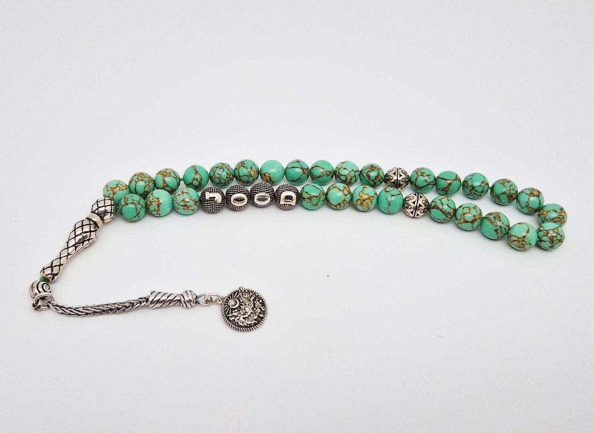  e Tasbih Naam Natuursteen met zilver 925 - Natuursteen 