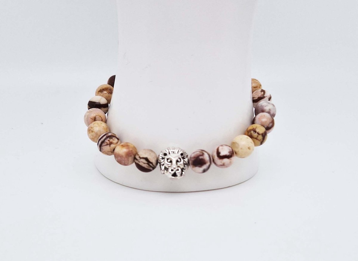 Handgemaakte natuursteen armband met Metalen vorm - Model 16 - 