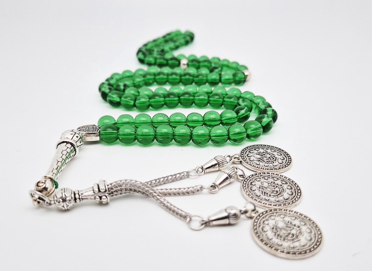 Tasbih 99 Klassieke Natuursteen Kralen - Moslim Gebed Kraal - Ronde Kralen - Tesbih - Masha -Groene transparantie - Islamitische geschenk Tasbeeh-