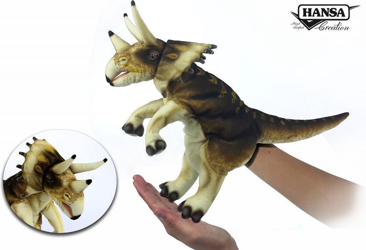 Triceratops handpop roomwit/bruin 7764 lxbxh = 43x19x33cm