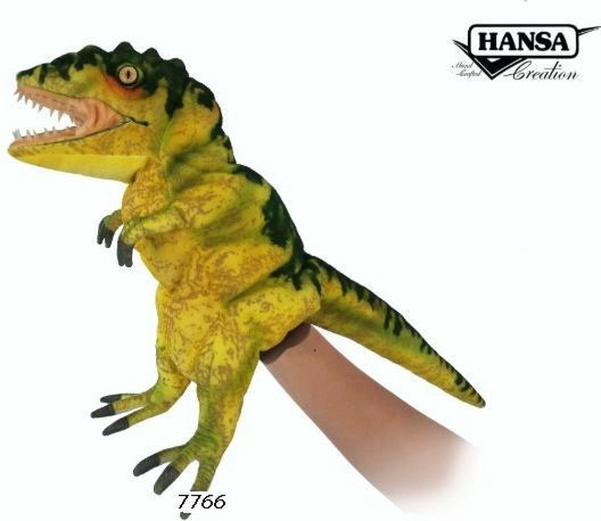 Tyrannosaurus handpop geelgroen